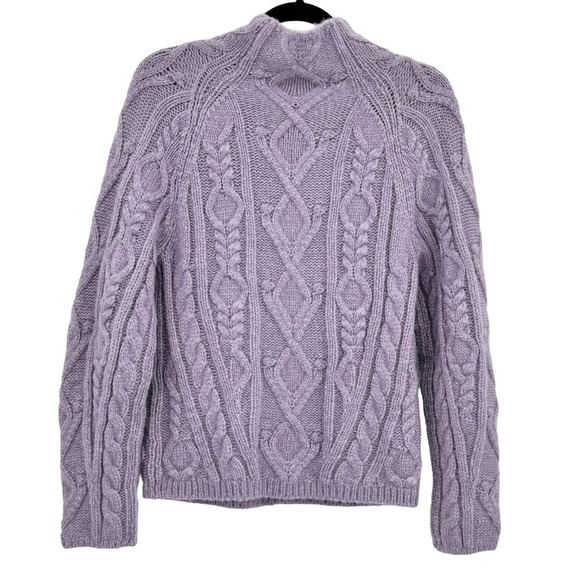 VINCE Aran-Knit Mock-Neck Alpaca Wool Sweater Size S NWOT - Picture 7 of 12